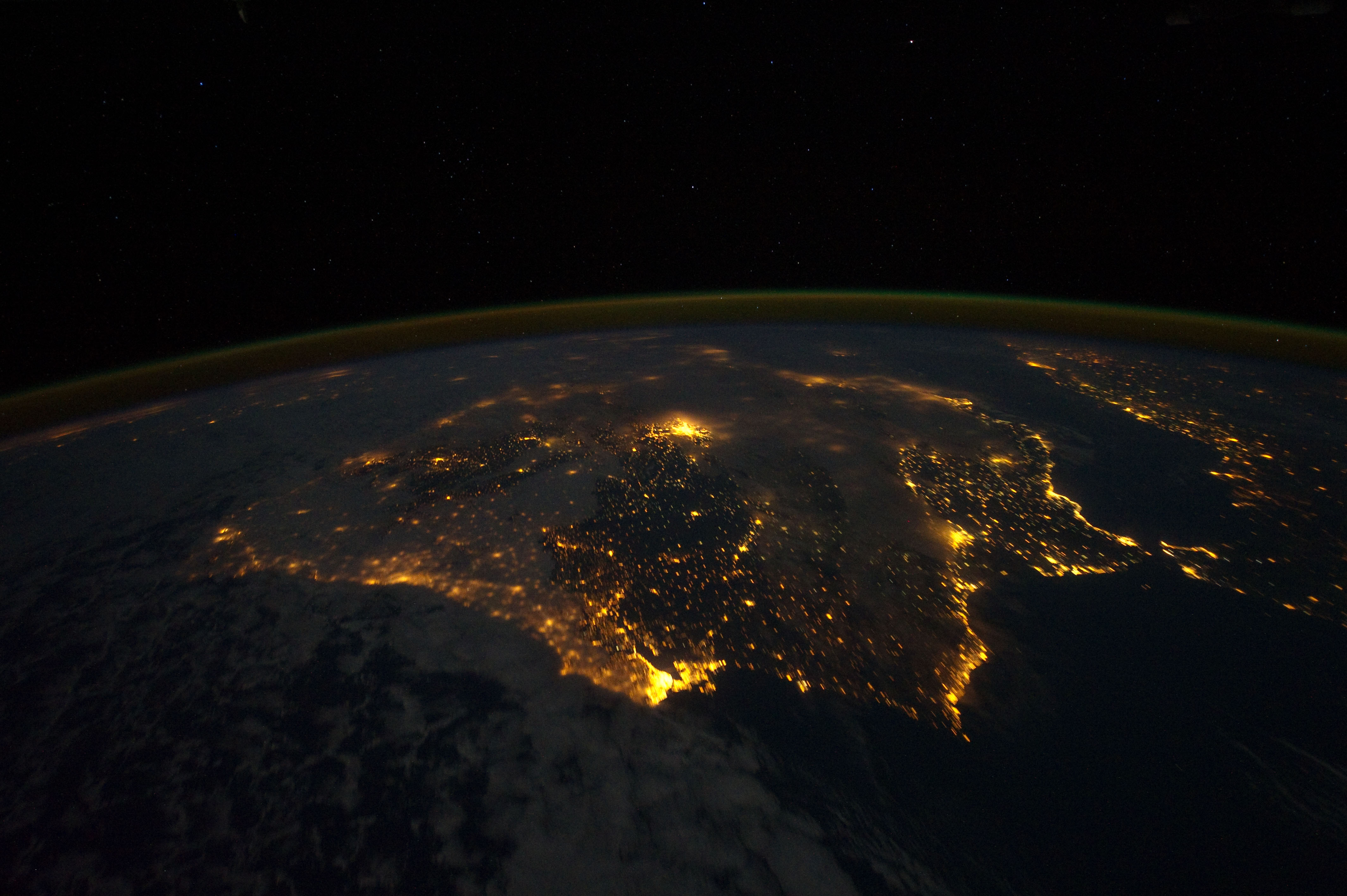 La péninsule Ibérique de nuit, photographiée depuis la Station spatiale internationale